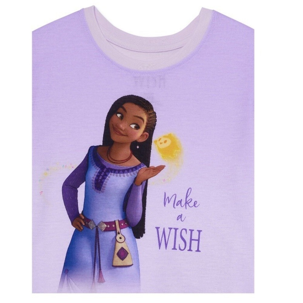 Disney Wish Girls Short Sleeve Pajama Top 6-6X New with Tags Purple Make A Wish